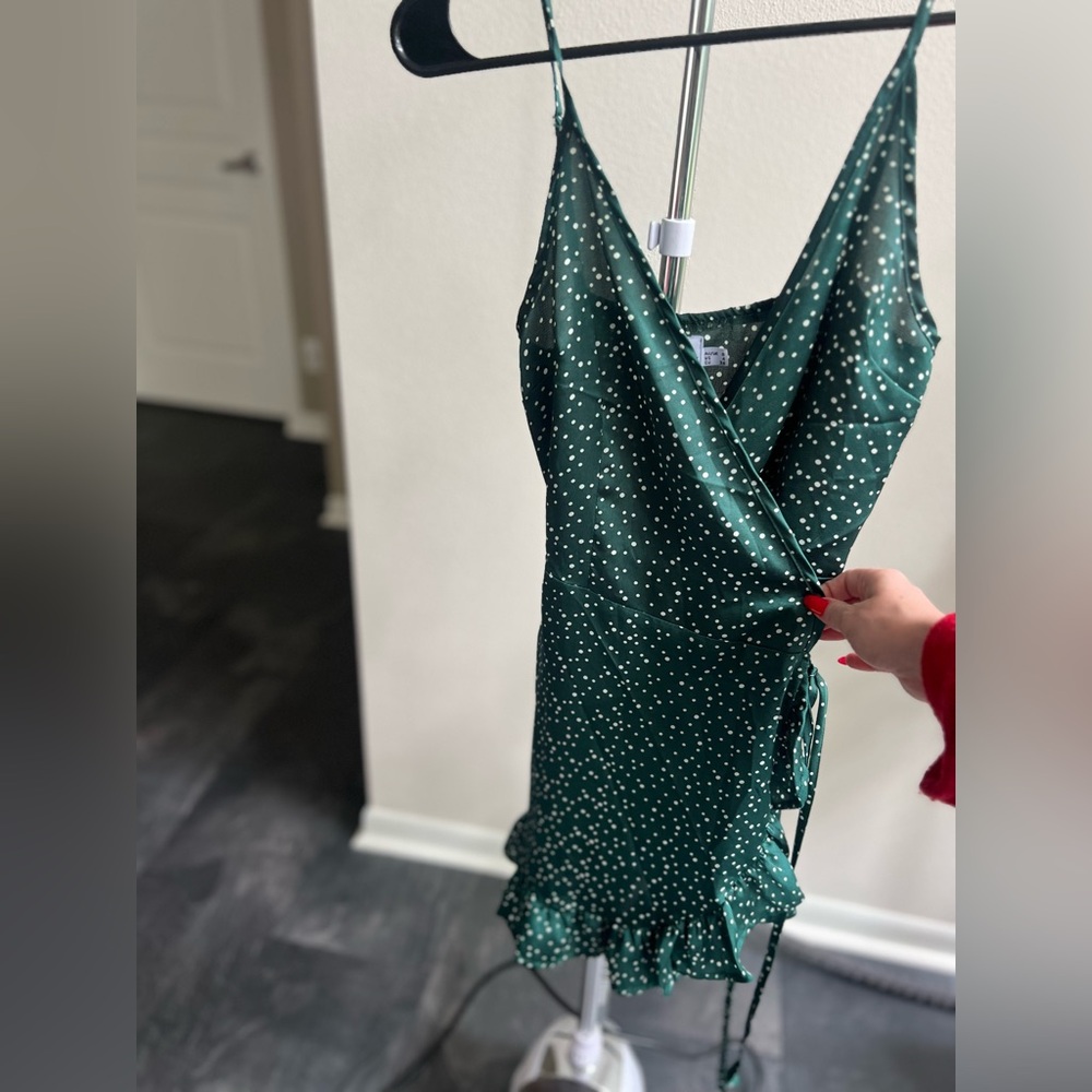 Princess Polly Green Polka Dot Dress